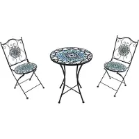 Axi Amélie Bistroset 3-teilig mit Mosaik Design Mehrfarbig | Bistrotisch mit 2 Stühlen | Bistro Gartenmöbel Set für Garten / Balkon / Terrasse |