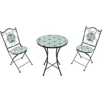 Axi Amélie Bistroset 3-teilig mit Mosaik Design in Blau / Gelb | Bistrotisch mit 2 Stühlen | Bistro Gartenmöbel Set für Garten / Balkon / Terrasse | Balkonset / Sitzgruppe Sizilianischer Stil