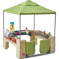 Step2 All Around Playtime Patio Spielhaus | Kunststoff Patio für Kinder mit Küche & Zubehör | Inklusive Sandtisch und Wasserspieltisch | Geeignet für