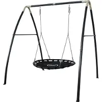 Axi Metall-Nestschaukel in Anthrazit/Creme – Freistehendes Schaukelset mit Rahmen und Nestschaukel Ø 120 cm – Schaukelset für Kinder