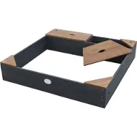 Axi Sandkasten Amy aus FSC Holz mit Abdeckplane in Anthrazit & Braun | Sand Kasten mit Abdeckung für Kinder mit Sitzbank, Sitzecken & Stauraum | 115 x 115 cm
