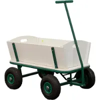 Sunny Billy Beach Wagon Bollerwagen in Grün | Handwagen aus Holz mit Luftreifen | Belastbar bis 100 kg | 94x61x97cm