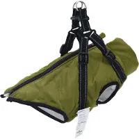 vidaXL Hundemantel Geschirr Wasserdicht Reflektierend Armeegrün L36