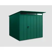 Hörmann Ecostar, Metall-Gerätehaus Elegant mit Pultdach Typ 2, 248 x 283 cm, moosgrün, 5,7 m², 1-flüglige Tür