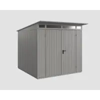 Hörmann Ecostar, Metall-Gerätehaus Trend mit Pultdach Typ 2, 248 x 283 cm, graualuminium, 5,7 m², 2-flüglige Tür