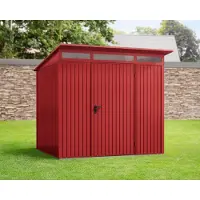 Hörmann Ecostar, Metall-Gerätehaus Trend mit Pultdach Typ 2, 248 x 283 cm, purpurrot, 5,7 m², 1-flüglige Tür