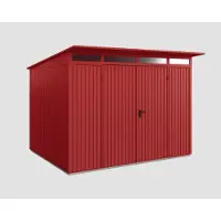 Hörmann Ecostar, Metall-Gerätehaus Trend mit Pultdach Typ 3, 313 x 283 cm, purpurrot, 7,2 m², 2-flüglige Tür