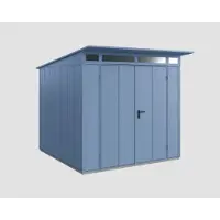 Hörmann Ecostar, Metall-Gerätehaus Elegant mit Pultdach Typ 2, 248 x 283 cm, taubenblau, 5,7 m², 2-flüglige Tür