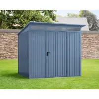 Hörmann Ecostar, Metall-Gerätehaus Trend mit Pultdach Typ 2, 248 x 283 cm, taubenblau, 5,7 m², 1-flüglige Tür