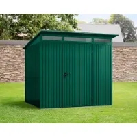 Hörmann Ecostar, Metall-Gerätehaus Trend mit Pultdach Typ 2, 248 x 283 cm, moosgrün, 5,7 m², 1-flüglige Tür