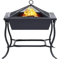 vidaXL Feuerstelle Schwarz 42x42x45 cm Stahl
