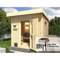 Weka Saunahaus "Kuopio" Set, 9 kW Bio-Ofen mit analoger Steuerung