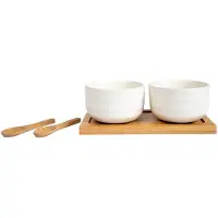 Sagaform 5tlg. Servier-Set ''Ellen'' in Beige/ Weiß - (B)17,5 x (H)6 x (T)9 cm - onesize