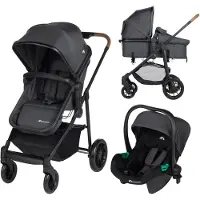 Bebeconfort Haze Trio, Kinderwagen 3-in-1 Komplettset, 0-4 Jahre, 2-in-1-Sitzeinheit, wendbarer & leichter Kinderwagen, Babyschale, Mineral Graphite