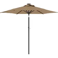 vidaXL Sonnenschirm mit LED und Stahlmast Taupe 225x225x212 cm
