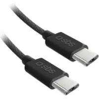 SBS USB-C - USB-C-Textilkabel mit Kabelhalter, 1,5 Meter