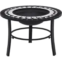 vidaXL Feuerstelle Mosaik Keramik Schwarz und Weiß 68 cm