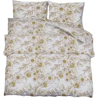 vidaXL Bettwäsche-Set Weiß und Braun 225x220 cm Baumwolle