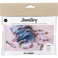 Creativ Company Schmuck-Bastelset für Kinder, Blau und Pink, inkl. aller Materialien und Anleitung