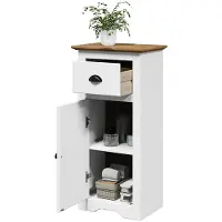 vidaXL Badschrank BODO Weiß und Braun 44x30x90 cm