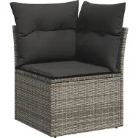 vidaXL 7-tlg. Garten-Sofagarnitur mit Kissen Grau Poly Rattan