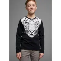 Kidsworld Langarmshirt "WHITE TIGER" Basic Passform, stylischer Druck, Rundhalsausschnitt
