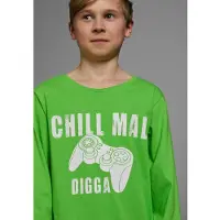 Kidsworld Langarmshirt "CHILL MAL DIGGA" Langarm, Basic-Passform, mit peppigem Aufdruck