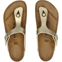 Birkenstock für Damen. 1016108 Sandalen Gizeh Birko-Flor (Reguläre Passform) gold (40), Wohnung, Keine, Lässig