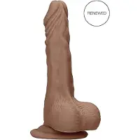 Realrock Dong 7 - Lebensechter Dunkel-Natur Dildo mit Hoden (17cm)