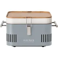 Everdure CUBE, Grill, Holzkohle, 670 cm², Tisch, Gitter, Grau, Weiß, Holz