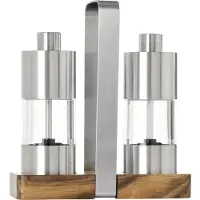 AdHoc Pfeffer- und Salzmühlen Menage Classic, CeraCut Ceramic Mahlwerk, Edelstahl/Akazienholz/Acryl, L: 16 cm, B: 6 cm, H: 16 cm