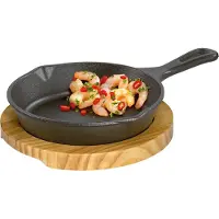 Küchenprofi Servierpfanne mit Stielgriff und Holzbrett BBQ 26x18x6cm