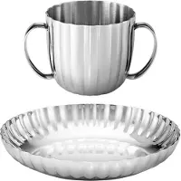 Georg Jensen BERNADOTTE CHILD SET, DEEP PLATE & CUP STAINLESS STEEL, 2PCS 10019292