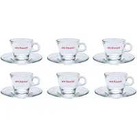 La Pavoni 6 Glas-Espresso- Tassen mit Untertassen