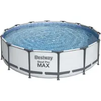Bestway Steel Pro MAX Frame Pool Komplett-Set mit Filterpumpe Ø 427 x 107 cm, lichtgrau, rund
