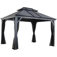 Sojag Mykonos 1014 Pavillon mit festem Dach mit Moskitonetz 3x4 m