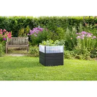 Garantia Hochbeet klassisch ERGO Quadro Turbo L 75 inkl. Flora-Wassersparsystem 80 x 80 x 75 cm stone