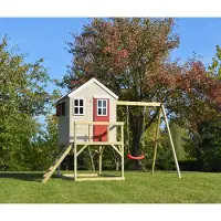 Wendi Toys Holz Stelzenhaus Zebra mit Schaukel Natur 192x350x242 cm