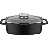 GSW Universalbräter Gourmet GRANIT 33x21cm, Aluminium, Glas, Universalbräter mit Aroma-Glasdeckel ø ca. 33 x 21 x H 11,5cm