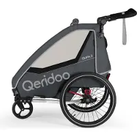 Qeridoo QUPA 2 - Kinderfahrradanhänger für 2 Kinder, Farbe: Grey
