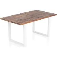 SalesFever Esstisch 120 x 80 cm | Tischplatte Akazie 35 mm | U-Gestell Metall | B 120 x T 80 x H 75 cm | naturfarben – weiß