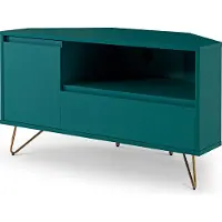 SalesFever Eck TV-Lowboard aus MDF | mit Tür, Klappfach und offenem Fach | Beine Metall mit Messinglegierung | B 100 x T 50 x H 58 cm | blau