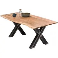 SIT Möbel Esstisch 160 x 85 cm | 36 mm Tischplatte aus Akazie mit Baumkante | Gestell Metall in X-Form | B 160 x T 85 x H 77 cm | 15560-41 | Serie TABLES & CO