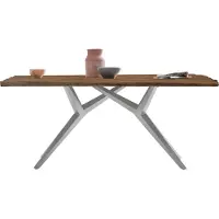 SIT Möbel Esszimmertisch 200 cm aus Teak | Tischplatte 50 mm natur | Gestell Metall antiksilbern | B 200 x T 100 x H 73,5 cm | 15542-40 | Serie TABLES & CO