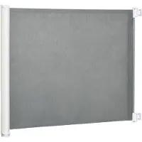 PawHut Hunde Türschutzgitter ausziehbar und Einrollbar PVC Grau 115L x 82,5H cm