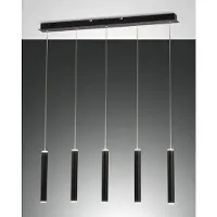 FABAS LUCE Prado 5-flammige Pendelleuchte - 33W dimmbare LED - Mattschwarzes lineares Design