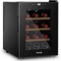 H.Koenig AGE12 Weinkühlschrank / 12 Flaschen / Temperatur 11°C - 18°C / LED-Anzeige / Holzlagerböden