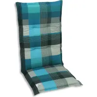 GO-DE Textil, Sesselauflage hoch, Karo petrol grau, 20300-01