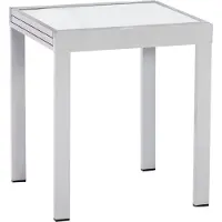 Merxx Balkontisch ausziehbar 65/130 x 65 cm - Aluminiumgestell Silber mit matter Glasplatte