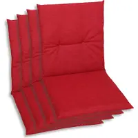 GO-DE Textil, Sesselauflage Niederlehner, 4er Set, Farbe: rot, Maße: 98 cm x 48 cm x 5 cm, Rueckenhoehe: 52 cm